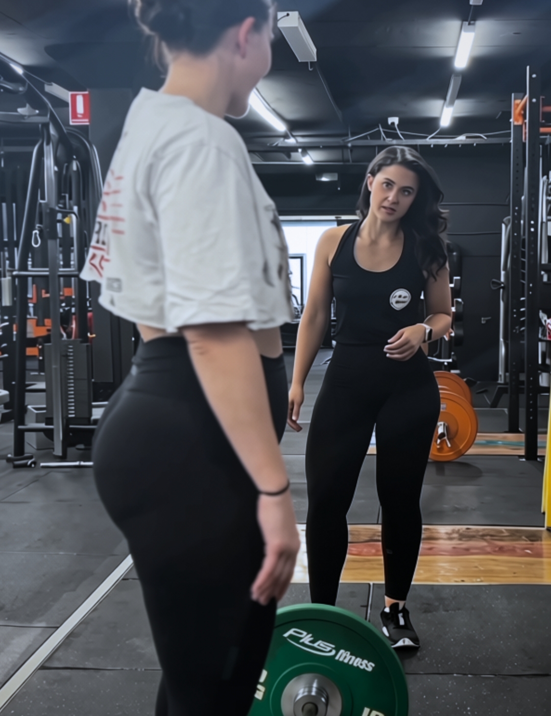 Samantha coaching Georgia on the gym floor